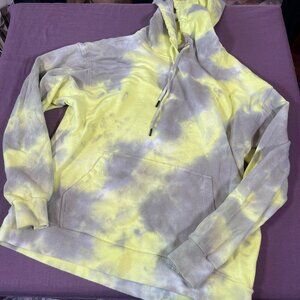 Fabletics Tie Dye Hooded Sweatshirt in Yellow/Gray - Size XS